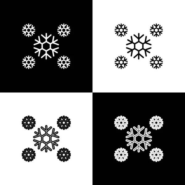 Set Snow icon isolated on black and white background. Vector Illustration — Stock Vector