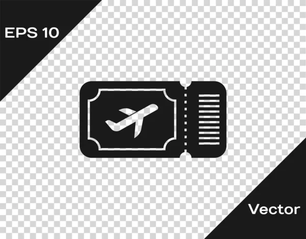 Icono del billete de Grey Airline aislado sobre fondo transparente. Billete de avión. Ilustración vectorial — Vector de stock