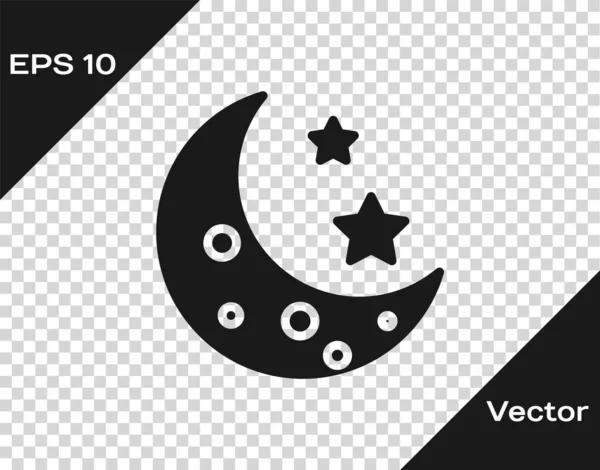 Graue Mond- und Sternensymbole auf transparentem Hintergrund. Vektorillustration — Stockvektor