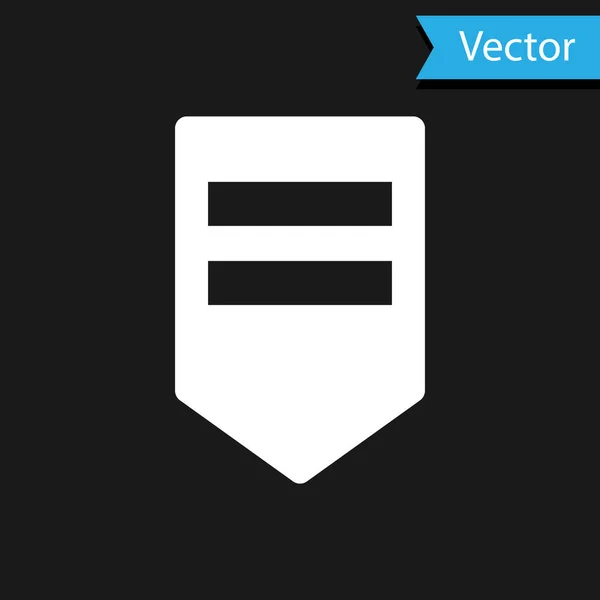 Icono Chevron blanco aislado sobre fondo negro. Signo de placa militar. Ilustración vectorial — Vector de stock