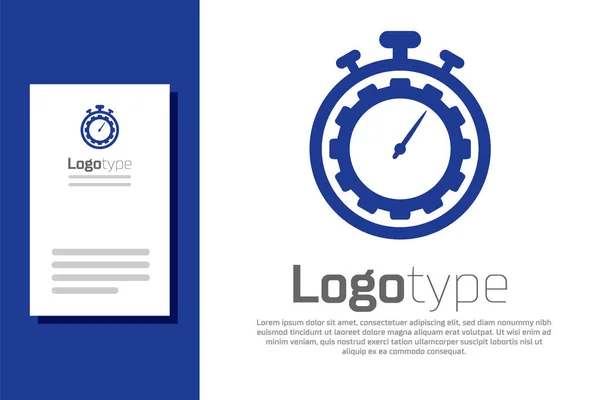 Blue Time Management icoon geïsoleerd op witte achtergrond. Klok en versnellingsbak. Productiviteitssymbool. Logo ontwerp template element. Vector Illustratie — Stockvector