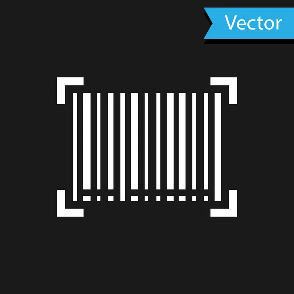 Icona codice a barre bianco isolata su sfondo nero. Illustrazione vettoriale — Vettoriale Stock