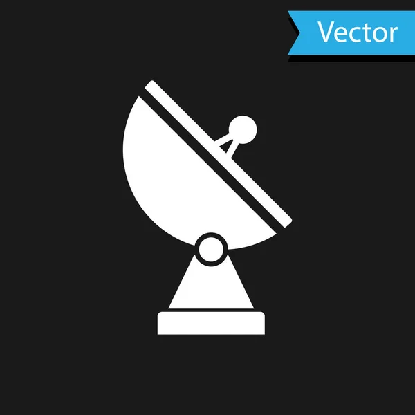 Weißes Radarsymbol isoliert auf schwarzem Hintergrund. Militärsuchsystem. Vektorillustration — Stockvektor