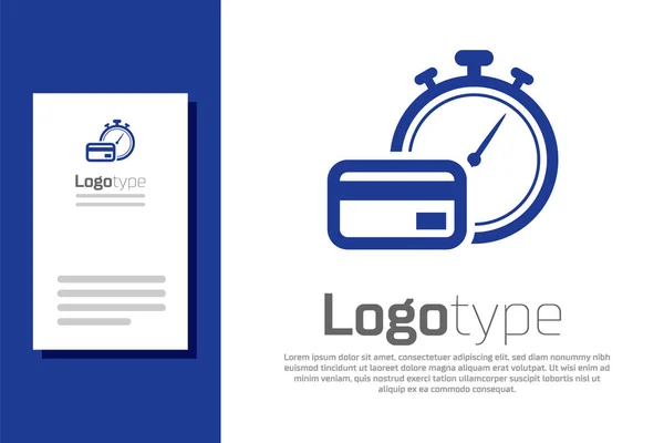 Ícone azul de pagamentos rápidos isolado no fundo branco. Pagamento de transferência de dinheiro rápido. Serviços financeiros, empréstimo rápido, tempo é dinheiro, dinheiro de volta conceito. Elemento de modelo de design de logotipo. Ilustração vetorial — Vetor de Stock