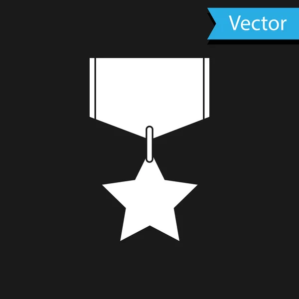 White Military reward medal icon isolated on black background. Army sign. Vector Illustration — Stock Vector