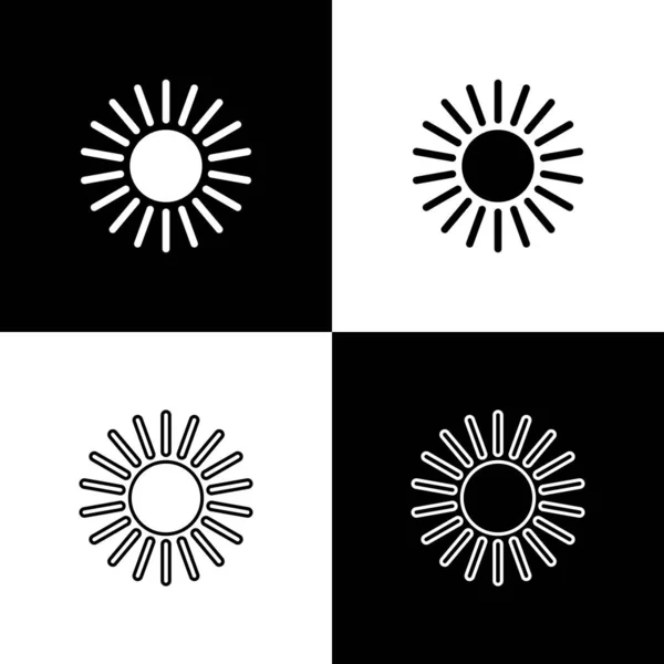 Definir ícone do sol isolado no fundo preto e branco. Ilustração vetorial — Vetor de Stock
