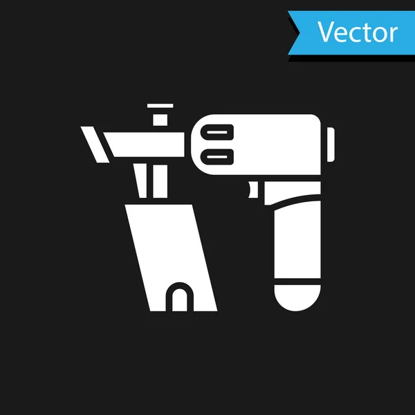 Ícone de arma de prego branco isolado no fundo preto. Ilustração vetorial — Vetor de Stock