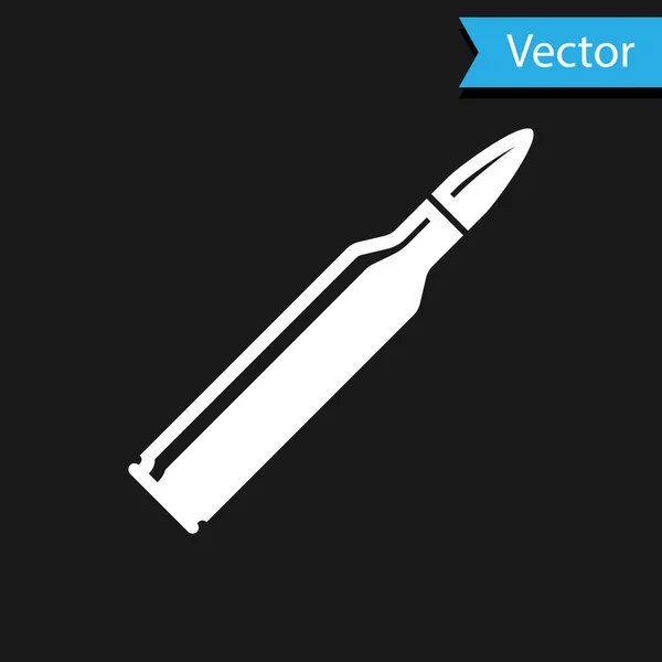 Ícone de bala branca isolado no fundo preto. Ilustração vetorial — Vetor de Stock