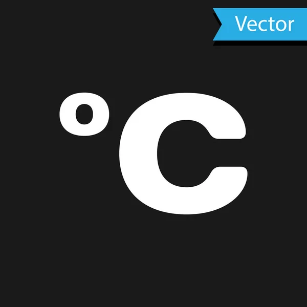 Icône Celsius blanche isolée sur fond noir. Illustration vectorielle — Image vectorielle