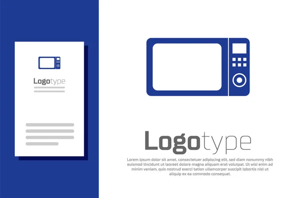 Ícone azul do forno da microonda isolado no fundo branco. Eletrodomésticos icon.Logo elemento modelo de design. Ilustração vetorial — Vetor de Stock