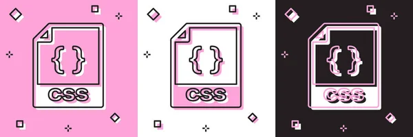 Impostare il documento del file CSS. Scarica icona pulsante css isolato su sfondo rosa e bianco, nero. Simbolo del file CSS. Illustrazione vettoriale — Vettoriale Stock