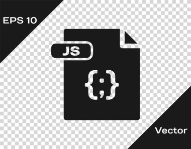 Grey Js dosya dökümanı. Şeffaf arkaplanda js düğmesi simgesi indir. Js dosya sembolü. Vektör İllüstrasyonu
