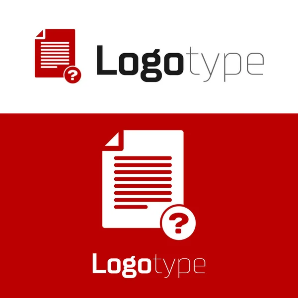 白い背景に隔離された赤い未知のドキュメントアイコン。質問マーク付きのファイル。レポート、サービス、グローバル検索記号を保持します。ロゴデザインテンプレート要素。ベクターイラスト — ストックベクタ