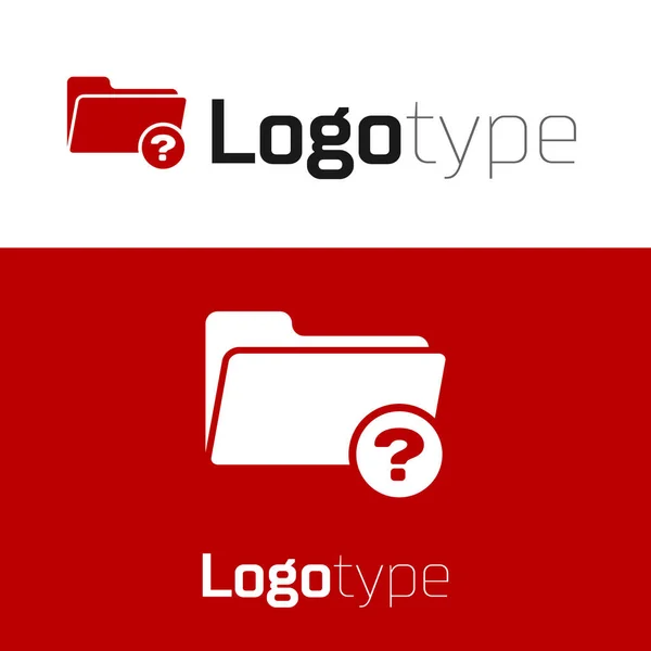 Ikon direktori Red Unknown diisolasi pada latar belakang putih. Memperbesar kaca dan folder. Unsur templat desain logo. Ilustrasi Vektor - Stok Vektor