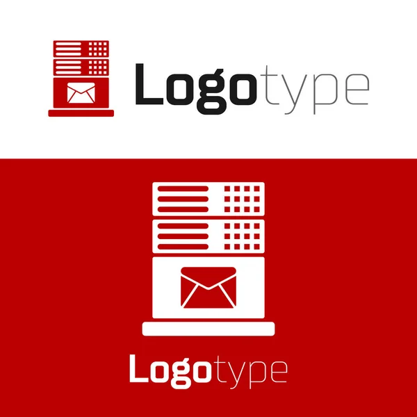 Ikona serveru Red Mail izolovaná na bílém pozadí. Prvek šablony návrhu loga. Vektorová ilustrace — Stockový vektor