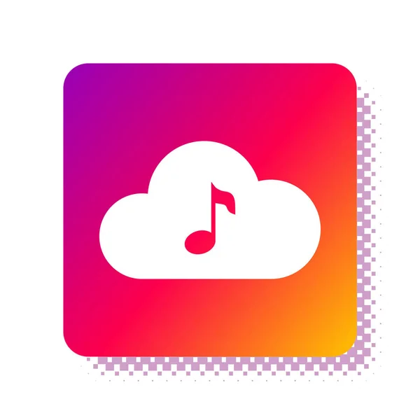 Weiße Musik-Streaming-Dienst Symbol isoliert auf weißem Hintergrund. Sound Cloud Computing, Online Media Streaming, Online Song, Audio Wave. quadratische Farbtaste. Vektorillustration — Stockvektor