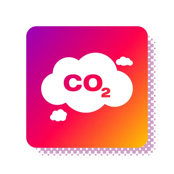 Witte CO2-uitstoot in wolkenpictogram geïsoleerd op witte achtergrond. EG-richtlijn, luchtverontreiniging, milieubeleid, milieubescherming. Vierkante kleur knop. Vector Illustratie — Stockvector
