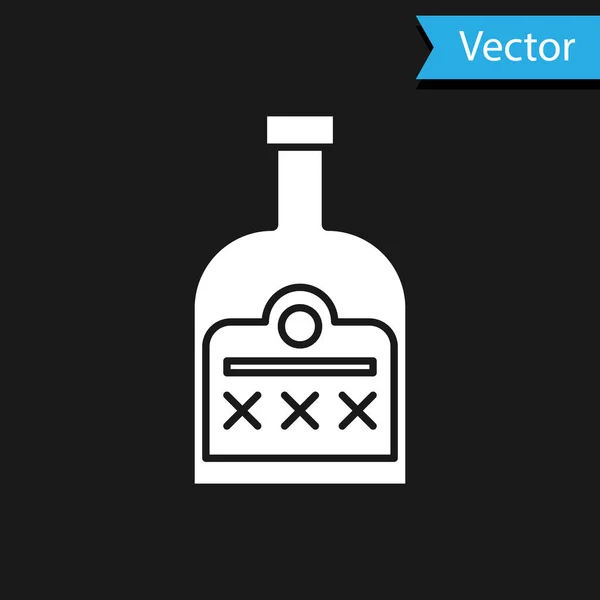 Белый Алкоголь Пить Бутылку Рома Значок Изолирован Черном Фоне Векторная — стоковый вектор