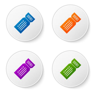 Renk Bilet simgesi beyaz arkaplanda izole edildi. Simgeleri daire düğmelerine ayır. Vektör İllüstrasyonu