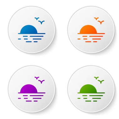 Beyaz arkaplanda renk günbatımı simgesi izole edildi. Simgeleri daire düğmelerine ayır. Vektör İllüstrasyonu