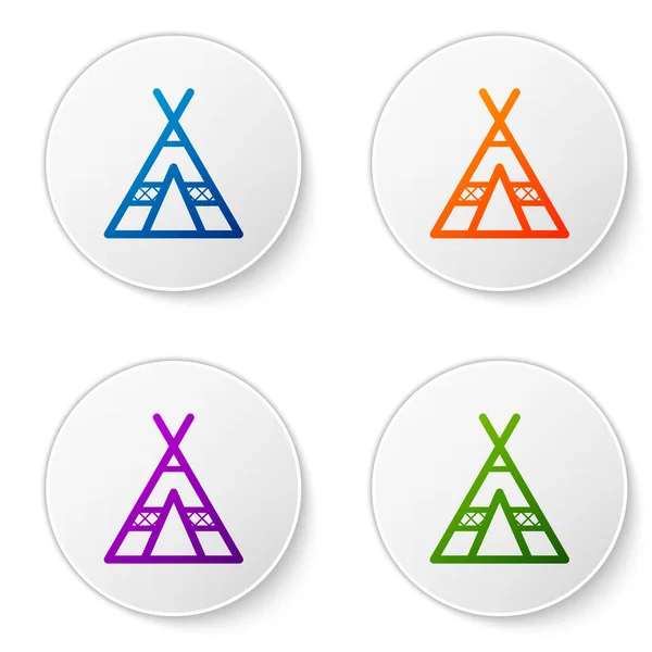 Color Tourist Tent Icon Isolated White Background Camping Symbol Set — Stock Vector