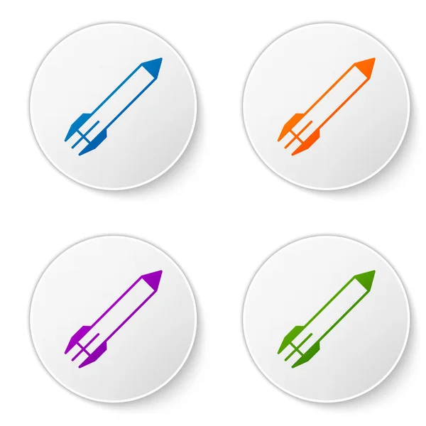 Color Rocket Icon Isolated White Background Set Icons Circle Buttons — Stock Vector