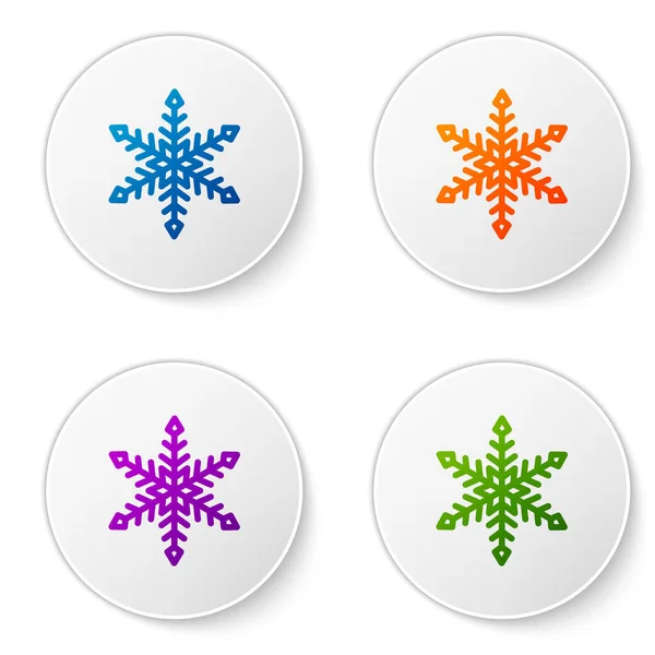 Χρώμα Εικονίδιο Snowflake Απομονώνεται Λευκό Φόντο Ορισμός Εικονιδίων Κουμπιά Κύκλου — Διανυσματικό Αρχείο