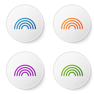 Beyaz arkaplanda izole edilmiş bulutlu Gökkuşağı rengi. Simgeleri daire düğmelerine ayır. Vektör İllüstrasyonu