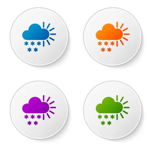 Color Cloudy Snow Icon Isolated White Background Cloud Snowflakes Single — ストックベクタ