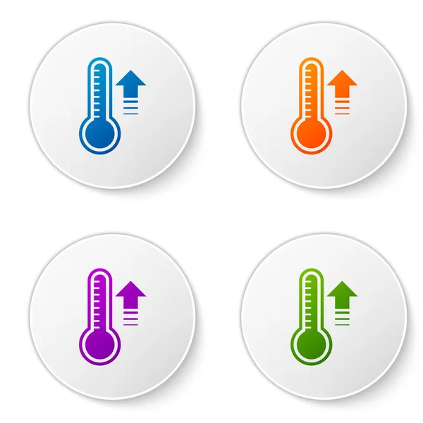 Color Meteorology Thermometer Measuring Heat Cold Icon Isolated White Background — Stock Vector