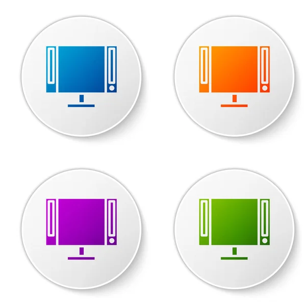 Color Smart Icono Aislado Sobre Fondo Blanco Señal Televisión Establecer — Vector de stock