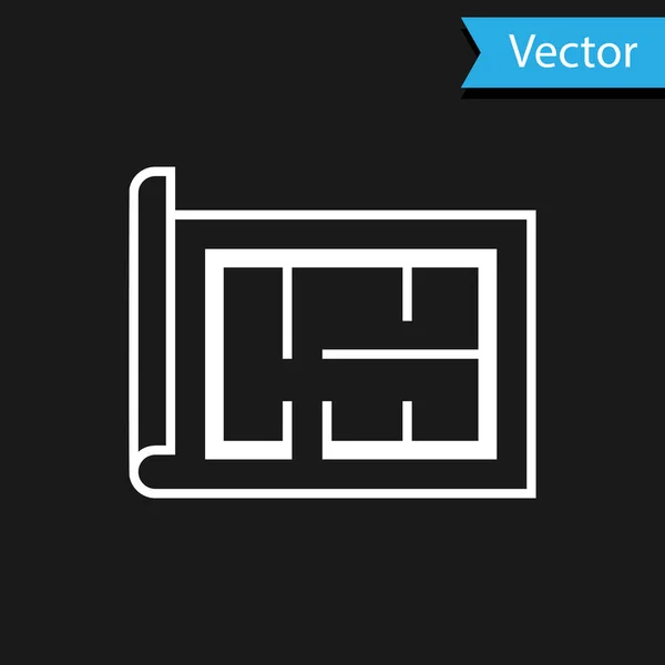 Ícone de plano da Casa Branca isolado no fundo preto. Ilustração vetorial — Vetor de Stock