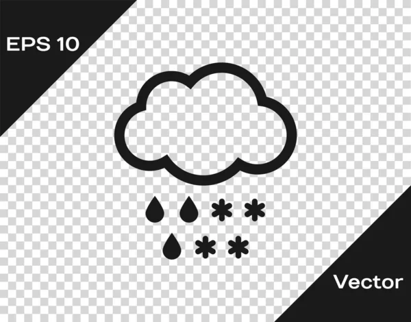 Nuvem cinza com ícone de neve e chuva isolado em fundo transparente. Ícone meteorológico. Ilustração vetorial — Vetor de Stock