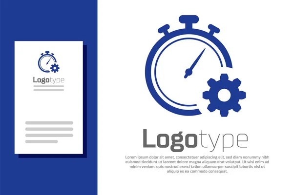 Blue Time Management icoon geïsoleerd op witte achtergrond. Klok en versnellingsbak. Productiviteitssymbool. Logo ontwerp template element. Vector Illustratie — Stockvector