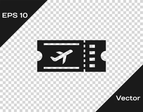 Graues Flugticket-Symbol isoliert auf transparentem Hintergrund. Flugticket. Vektorillustration — Stockvektor