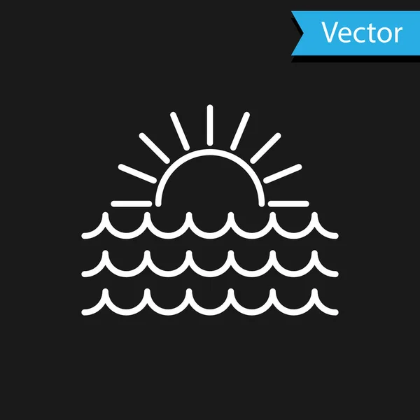 Weißes Sonnenuntergangssymbol isoliert auf schwarzem Hintergrund. Vektorillustration — Stockvektor