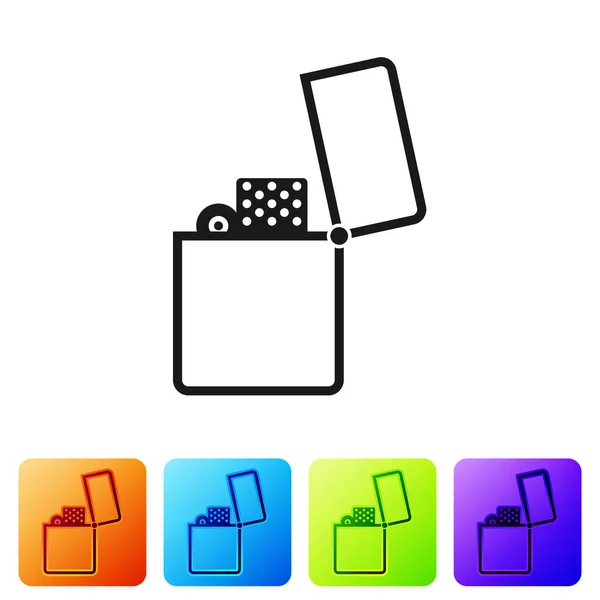 Icono Black Lighter aislado sobre fondo blanco. Establecer iconos en botones cuadrados de color. Ilustración vectorial — Vector de stock