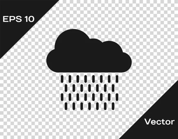 Nuvem cinza com ícone de chuva isolado em fundo transparente. Precipitação de nuvens de chuva com gotas de chuva. Ilustração vetorial — Vetor de Stock