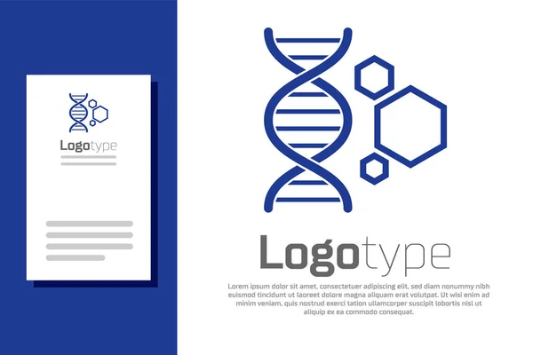 흰색 배경에 분리 된 파란 유전자 공학 아이콘입니다. 유전자 분석, 유전자 검사, 복제, 친자 검사. 로고 디자인 템플릿 요소. 벡터 일러스트 — 스톡 벡터