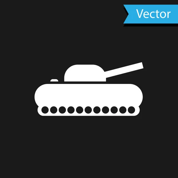 Weißes Panzersymbol isoliert auf schwarzem Hintergrund. Vektorillustration — Stockvektor