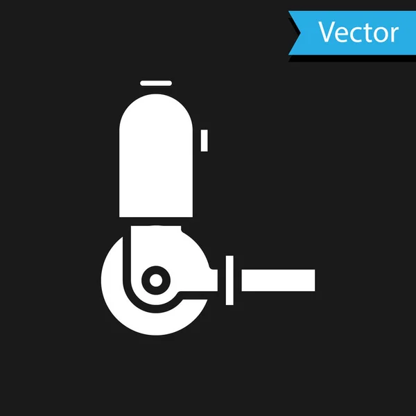 Fehér Angle grinder ikon elszigetelt fekete háttérrel. Vektorillusztráció — Stock Vector