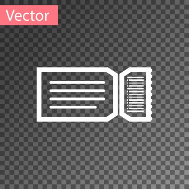 Beyaz Bilet simgesi şeffaf arkaplanda izole edildi. Vektör İllüstrasyonu