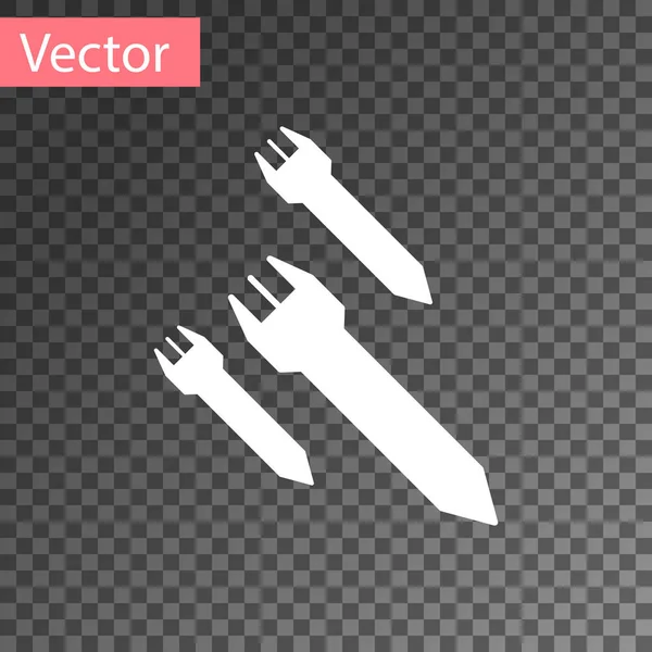 Ikona White Rocket Izolovaná Průhledném Pozadí Vektorová Ilustrace — Stockový vektor