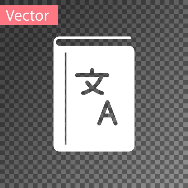 Icono Del Libro Del Traductor Blanco Aislado Sobre Fondo Transparente — Vector de stock