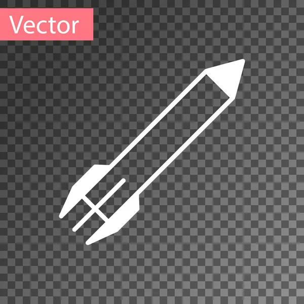 Witte Raket Pictogram Geïsoleerd Transparante Achtergrond Vector Illustratie — Stockvector