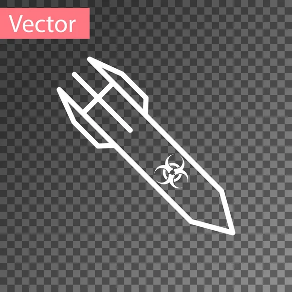 Ícone Foguete White Biohazard Isolado Fundo Transparente Uma Bomba Voa — Vetor de Stock