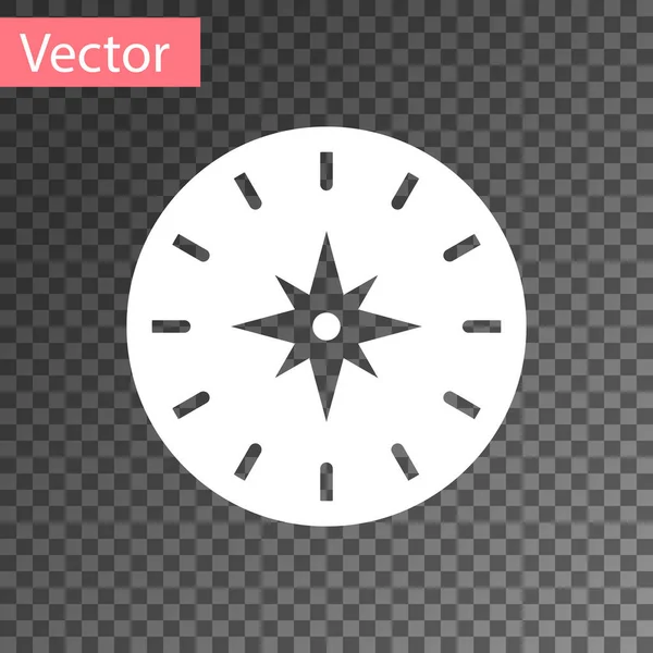 Ikona White Compass Izolovaná Průhledném Pozadí Windrose Navigační Symbol Znamení — Stockový vektor
