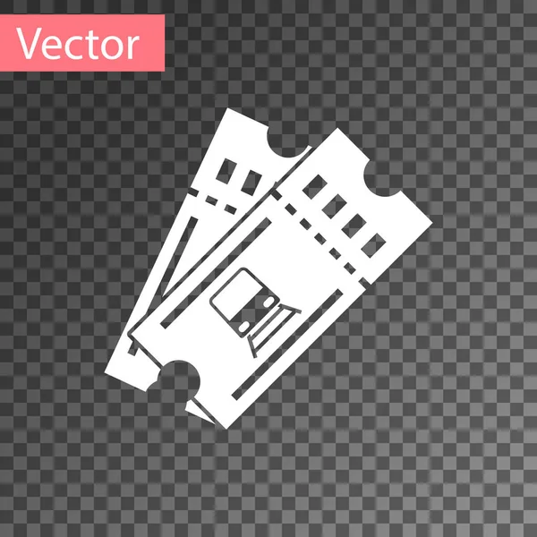 Weißes Zugfahrschein Symbol Auf Transparentem Hintergrund Bahnfahren Vektorillustration — Stockvektor