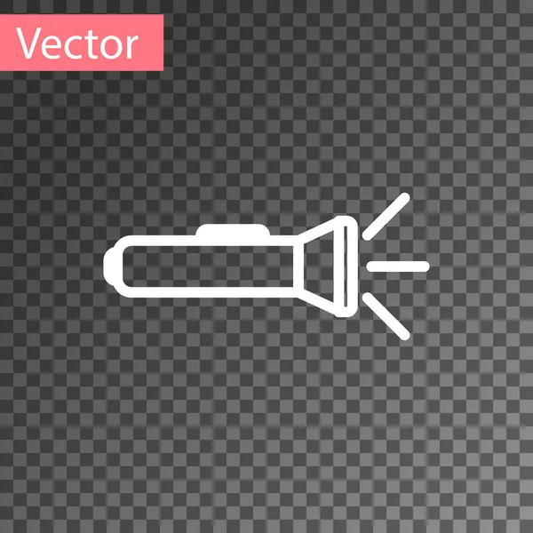 Vit Ficklampa Ikon Isolerad Transparent Bakgrund Vektor Illustration — Stock vektor