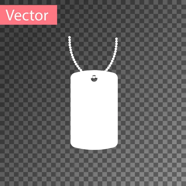 Weißes Militärisches Hundekennzeichen Isoliert Auf Transparentem Hintergrund Identitätskennzeichen Armeezeichen Vektorillustration — Stockvektor